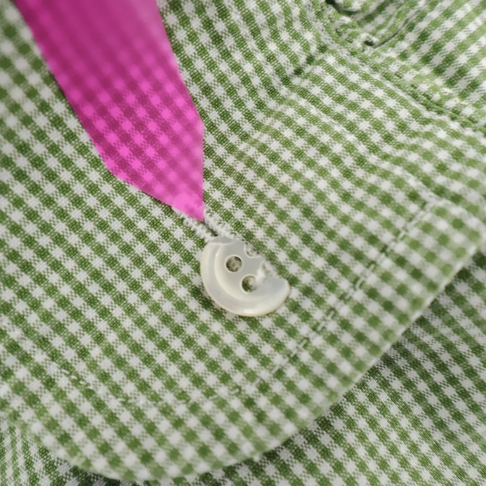 Vintage J‎ Crew Green Gingham Oarsman Button Down Shirt Long Sleeve Men Size L